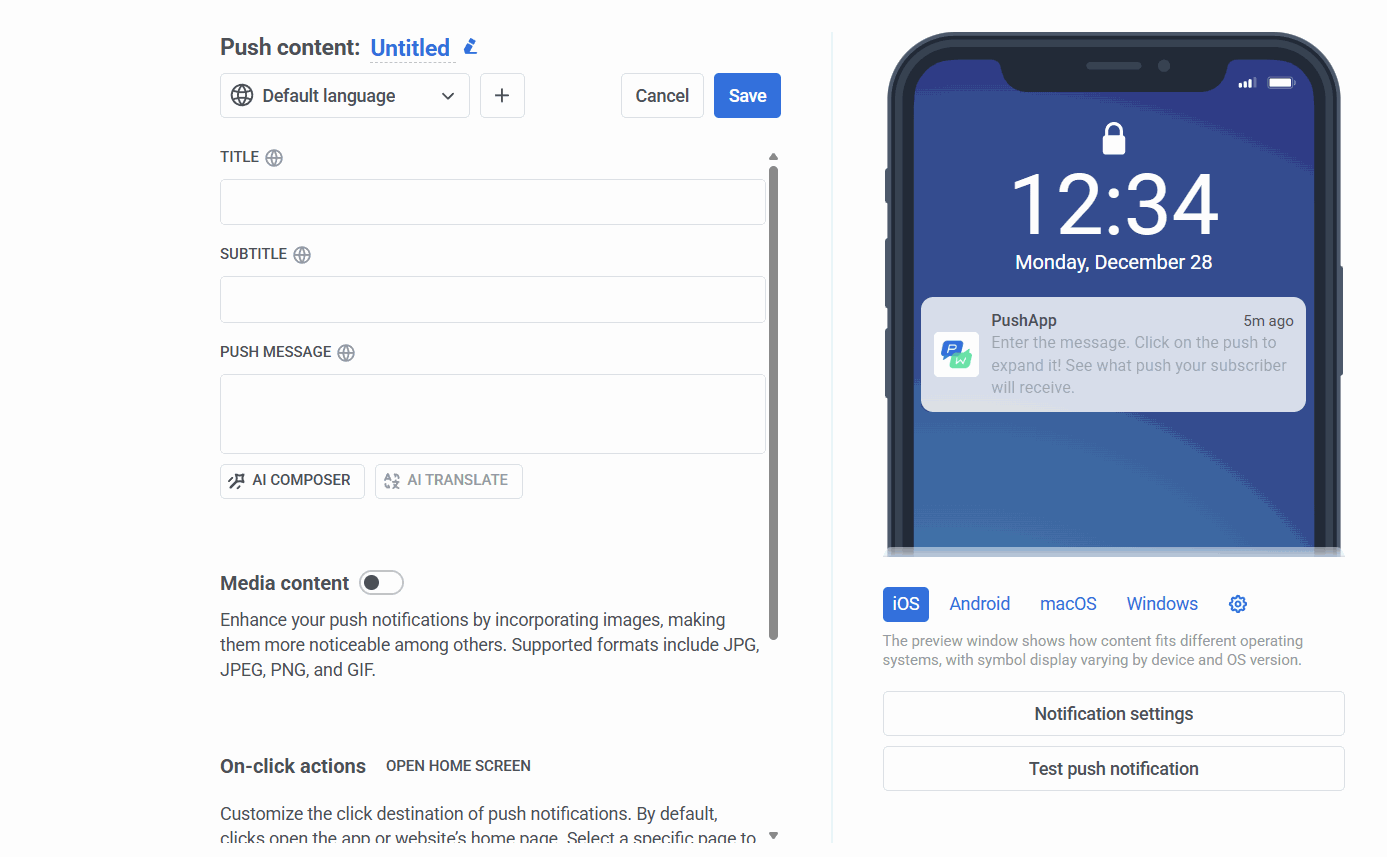 Push notification generated with AI in Puhwoosh